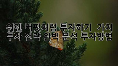 워렌 버핏처럼 투자하기 🧙‍♂️ 가치 투자 전략 완벽 분석 #투자방법